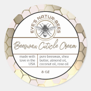 Bienenwachs-Cuticle-Cream-Bee-Apiary-Logo Honeycom Runder Aufkleber