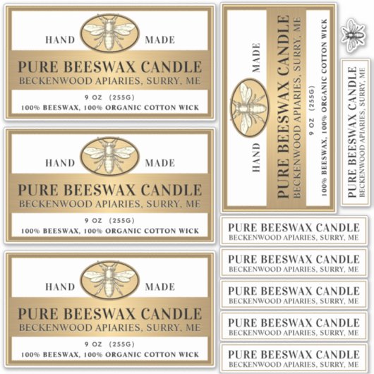 Bienenwachs-Kerze Matte Weißes oder durchsichtiges Aufkleber (Vorderseite)