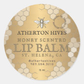 Bienenwachs Lip Balm Gold Honeycomb Heraldic Bee Runder Aufkleber (Vorderseite)