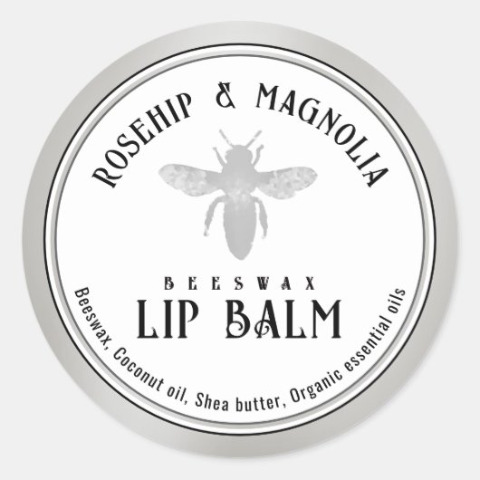 Bienenwachs Lip Balm Stilisierte Königin Biene Sil Runder Aufkleber (Vorderseite)
