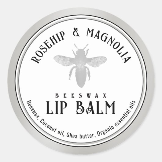 Bienenwachs Lip Balm Stilisierte Königin Biene Sil Runder Aufkleber (Vorderseite)