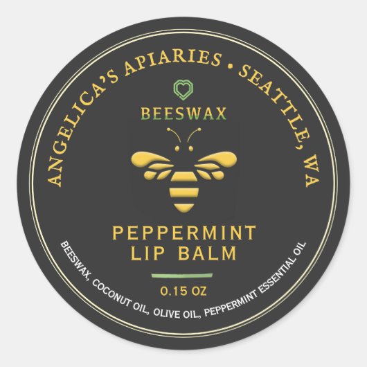 Bienenwachs Peppermint Lip Balm Label mit Bienenhe Runder Aufkleber (Vorderseite)