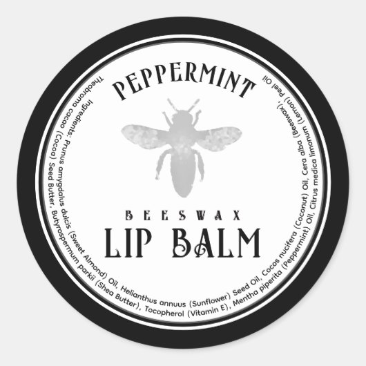 Bienenwachs Peppermint Lip Balm Queen Bee Silver Runder Aufkleber (Vorderseite)
