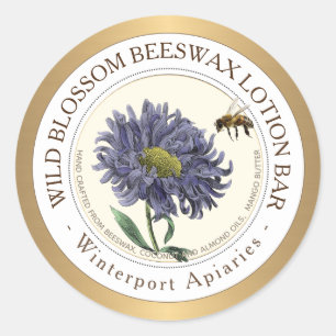 Bienenwachs-Produkt Etikett Lip Balm Blume Gold Runder Aufkleber