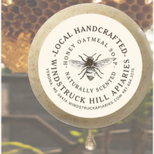Bienenwachs-Seifenlabel Honeybee Natural Honey Sce Runder Aufkleber