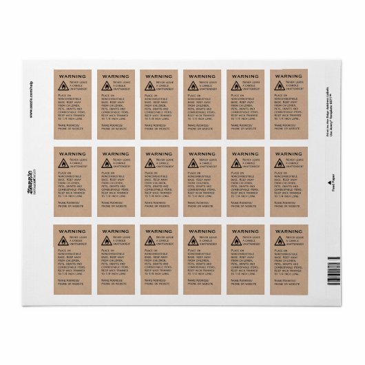 Bienenwachskandale Warneinrichtung für Kraft-Papie Adressaufkleber (Vorne)