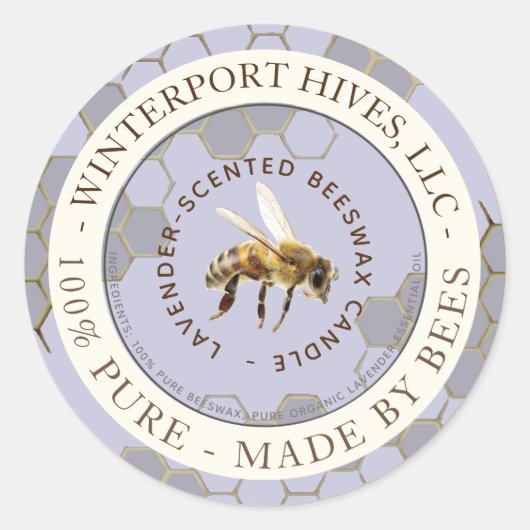 Bienenwachskandle-Etikett mit Wabenrübenlevender Runder Aufkleber (Vorderseite)