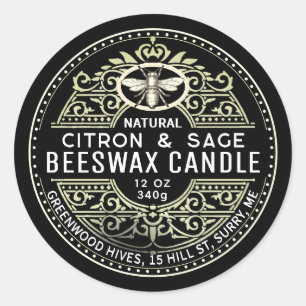 Bienenwachskandle Heraldic Bee Extravagantes Produ Runder Aufkleber