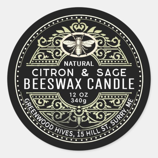 Bienenwachskandle Heraldic Bee Extravagantes Produ Runder Aufkleber (Vorderseite)