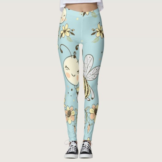 Bienenwall-Dekoration Leggings (Vorderseite)