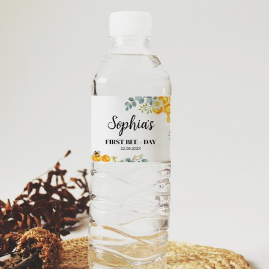 Bienenwasserflasche Etikett Geburtstagsdusche