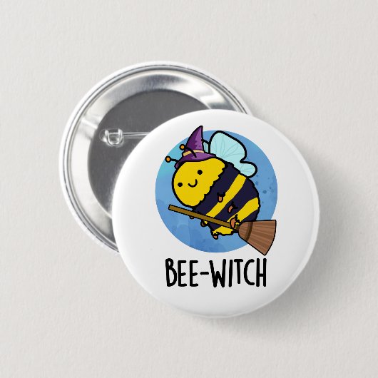 Bienenwitch-Funny Bee Pun Button (Vorne & Hinten)