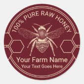 Bienenzucht Honey Jar Red Beekeeper Farm Runder Aufkleber (Vorderseite)
