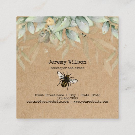 Bienenzucht Honigbienen Honeycomb Bu Quadratische Visitenkarte (Rückseite)
