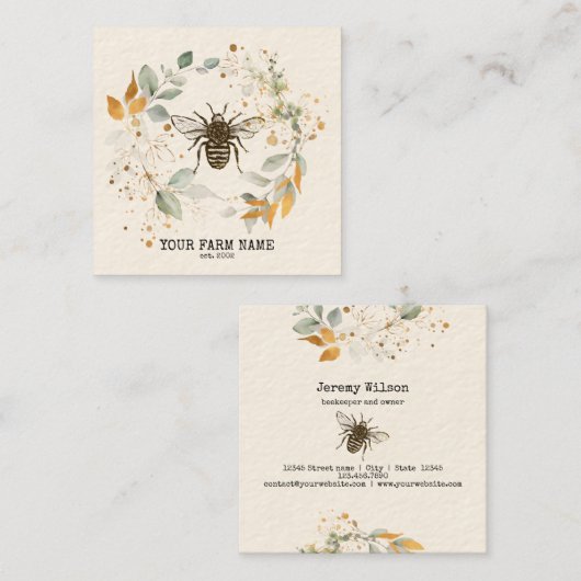 Bienenzucht Honigbienen Honeycomb Bu Quadratische Visitenkarte (Vorne/Hinten)