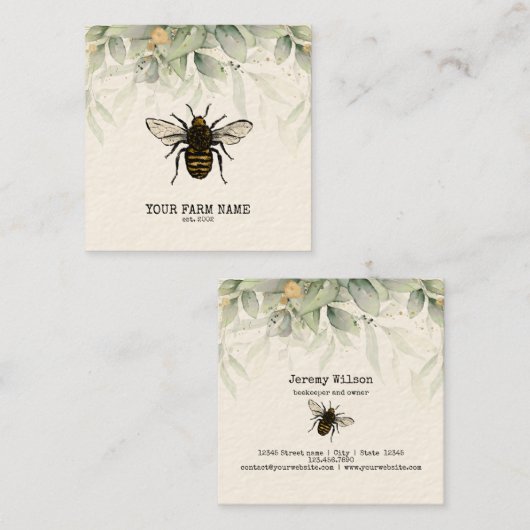 Bienenzucht Honigbienen Honeycomb Bu Quadratische Visitenkarte (Vorne/Hinten)