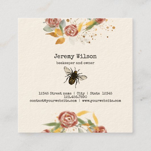 Bienenzucht Honigbienen Honeycomb Bu Quadratische Visitenkarte (Rückseite)