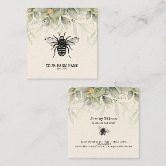 Bienenzucht Honigbienen Honeycomb Bu Quadratische Visitenkarte (Vorne/Hinten)