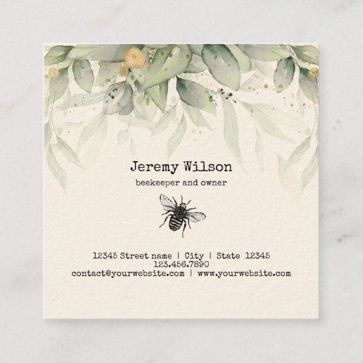 Bienenzucht Honigbienen Honeycomb Bu Quadratische Visitenkarte (Rückseite)