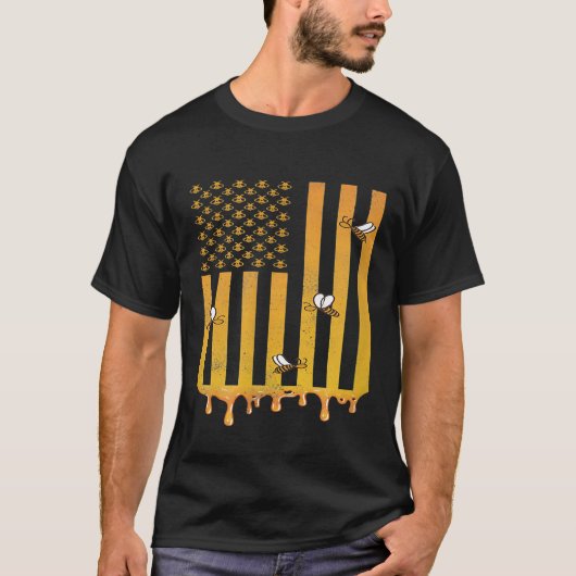 Bienenzucht US-Flagge 4. Juli Imker T-Shirt (Vorderseite)