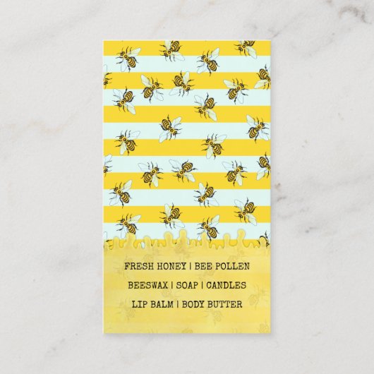 Bienenzuchtbetrieb Honigbienen und Streifen Visitenkarte (Rückseite)