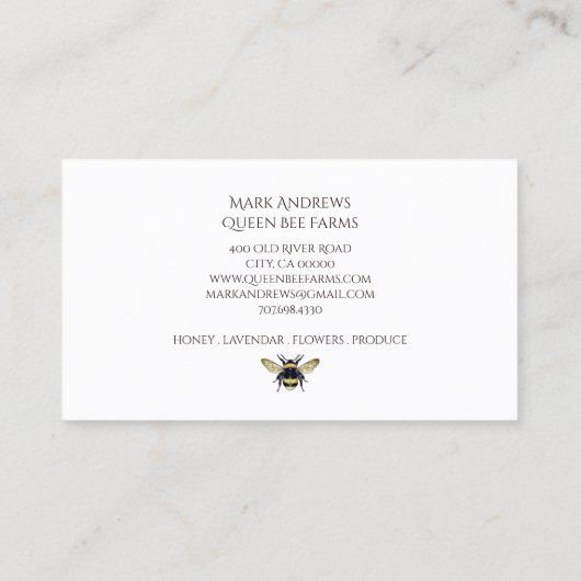 Bienenzuchtbetrieb Visitenkarte (Rückseite)