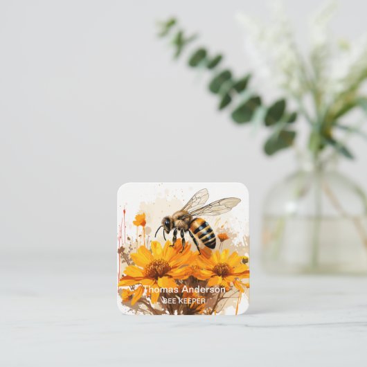 Bienenzuchtbetriebskarte Quadratische Visitenkarte (Stehend Vorderseite)