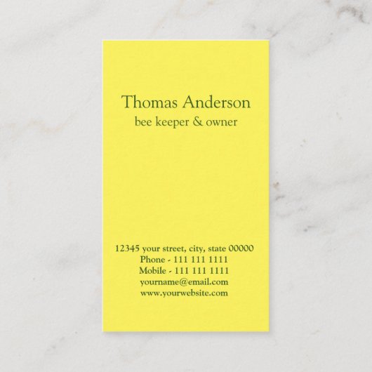 Bienenzuchtbetriebskarte Visitenkarte (Rückseite)