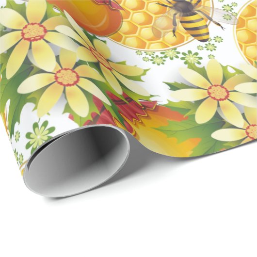 Bienenzuchtmuster Geschenkpapier (Rolleneckpunkt)