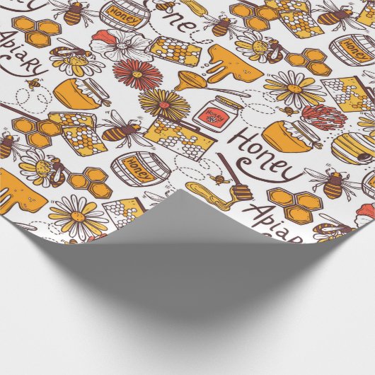 Bienenzuchtmuster Geschenkpapier (Ecke)