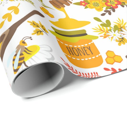 Bienenzuchtmuster Geschenkpapier (Rolleneckpunkt)