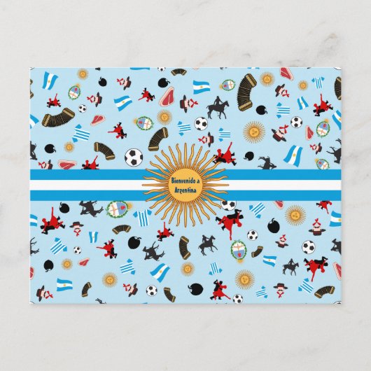 Bienvenido a Argentinien - berühmte Gegenstände Ar Postkarte (Vorderseite)