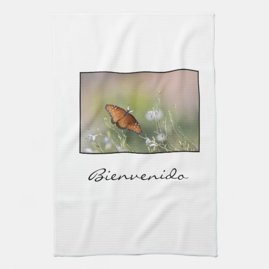 Bienvenido (willkommen) Königenschmetterling Handtuch (Vertikal)
