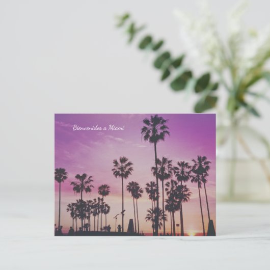 Bienvenidos a Miami Palm Trees Postkarte (Stehend Vorderseite)