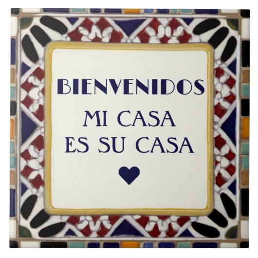 Bienvenidos Mi Casa Es Su Casa Colorful Mosaic Fliese (Vorderseite)