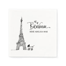 Bienvenue Paris Doodle Sketch Babydusche