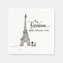 Bienvenue Paris Doodle Sketch Babydusche