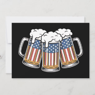 Bier 4. Juli Amerikanische Flagge US Vintage Retro Einladung