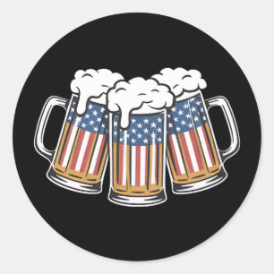 Bier 4. Juli Amerikanische Flagge US Vintage Retro Runder Aufkleber