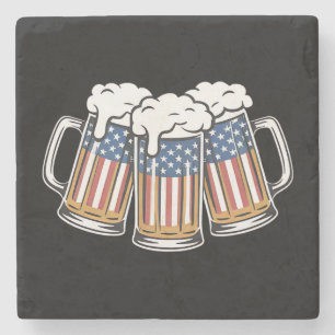 Bier 4. Juli Amerikanische Flagge US Vintage Retro Steinuntersetzer