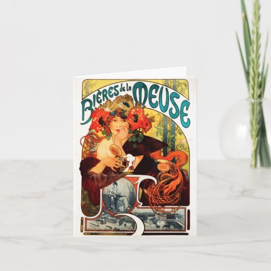 Bier Alphonse Mucha der Muse-Anmerkungs-Karte Karte (Vorderseite)