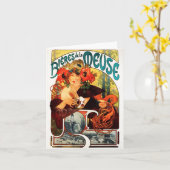 Bier Alphonse Mucha der Muse-Anmerkungs-Karte Karte (Gelbe Blume)