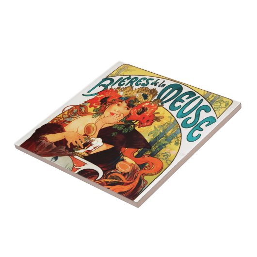 Bier Alphonse Mucha der Muse-Fliese Fliese (Seite)