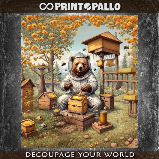 Bier als Imker mit Bienen Seidenpapier