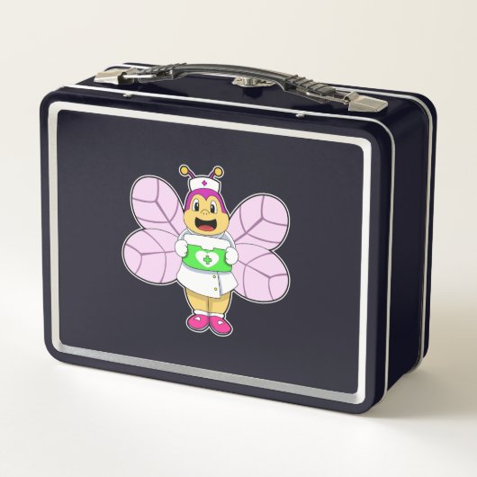 Bier als Krankenschwester mit First ait kit Metall Brotdose (Rückseite)