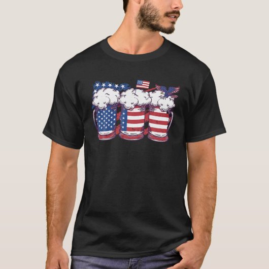 Bier American Flag 4. Juli Frauen Mens Patriot T-Shirt (Vorderseite)