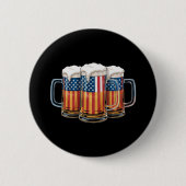Bier American Flag 4. Juli Merica Drinking USA Button (Vorderseite)