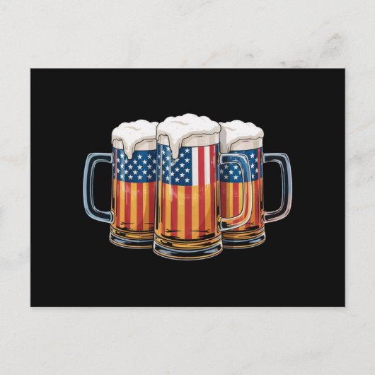 Bier American Flag 4. Juli Merica Drinking USA Postkarte (Vorderseite)
