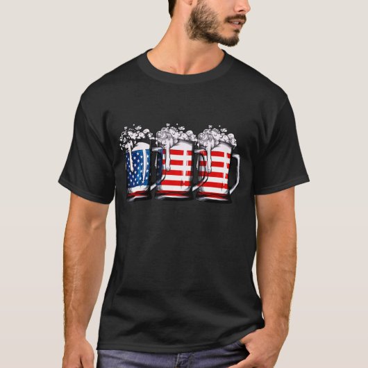 Bier American Flag 4. Juli Merica USA Drinking T-Shirt (Vorderseite)