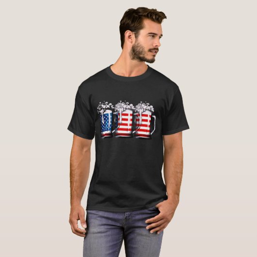Bier American Flag 4. Juli Merica USA Drinking T-Shirt (Vorne ganz)